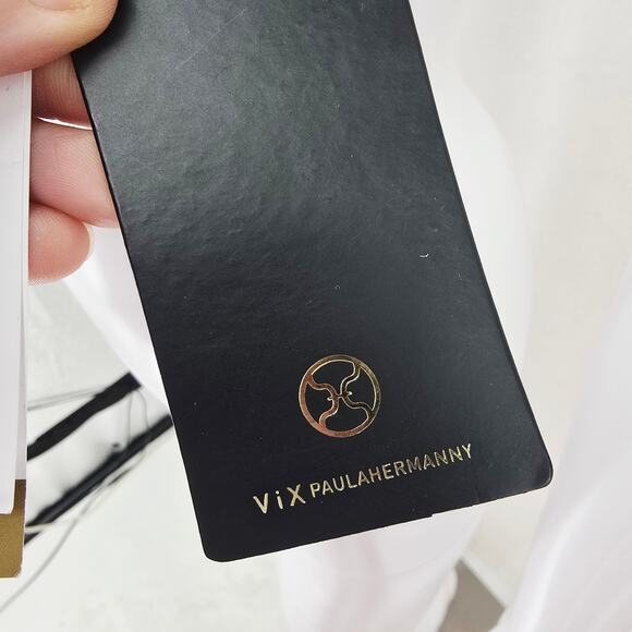 Vix Paula Hermanny Metallic Silver Bikini Top M New - Picture 10 of 12